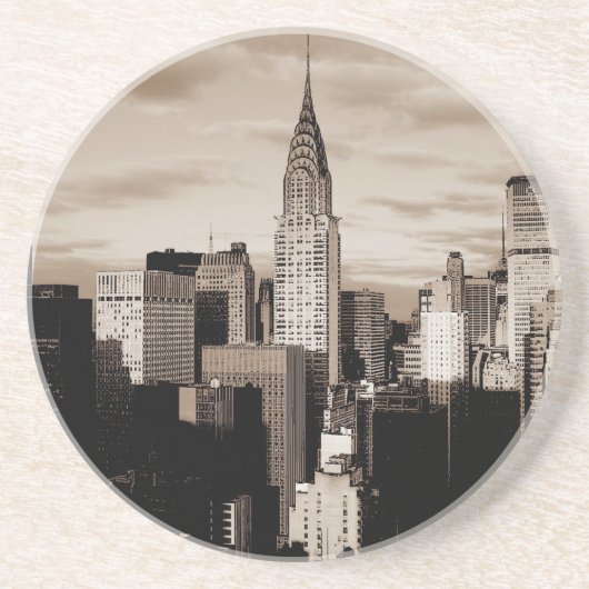 Dessous De Verre En Grès Sepia New York City - Croquis (Devant)