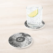 Dessous De Verre En Grès Séquins d'argent métallique Look Disco Miroir-Mono (Côté)