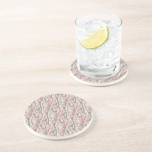 Dessous De Verre En Grès Sérénité de rangée rose (Côté)