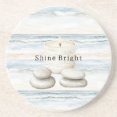 Dessous De Verre En Grès Serenity Blue Beach Ocean Candle Rocks (Devant)
