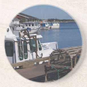 Dessous De Verre En Grès Série de cabanes de homard—Bateaux de pêche et piè