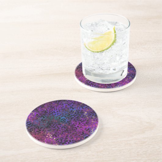Dessous De Verre En Grès Série de design Leopard Paint 16 (Côté)