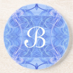 Dessous De Verre En Grès Série fractale-8—dessous de verre bleu—1 de couleu