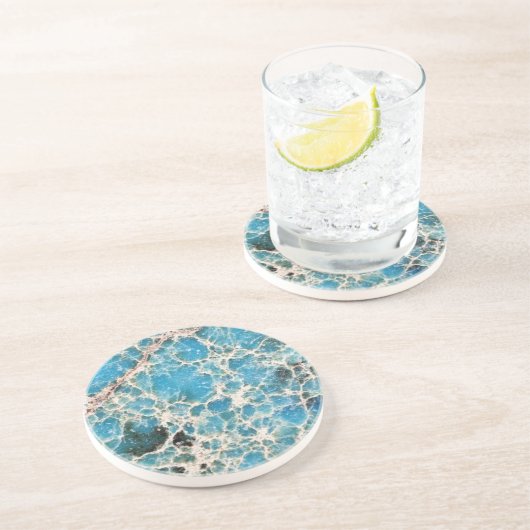 Dessous De Verre En Grès Série Gemstone - Carte routière Turquoise (Côté)