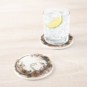 Dessous De Verre En Grès Serrures de Noël Branches Pine Cones Berries (Côté)