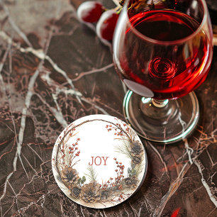 Dessous De Verre En Grès Serrures de Noël Branches Pine Cones Berries