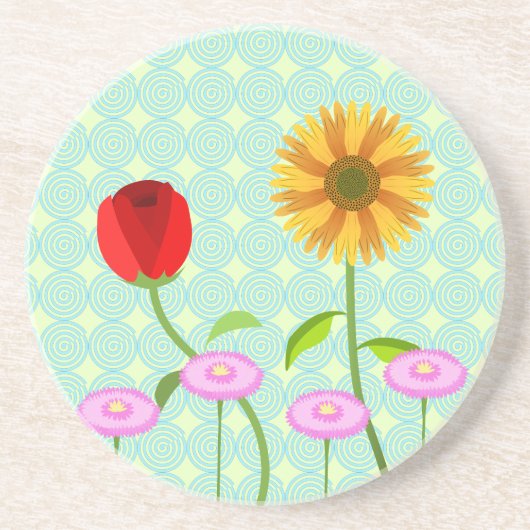 Dessous De Verre En Grès serviettes fleurs pour la collection anniversaire  (Devant)