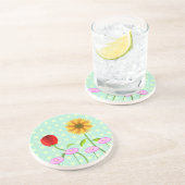 Dessous De Verre En Grès serviettes fleurs pour la collection anniversaire  (Côté)