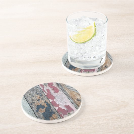 Dessous De Verre En Grès Shabby Chic Wood Abstrait (Côté)