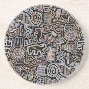 Dessous De Verre En Grès Shaman Peyote Serpent spirituels rituels