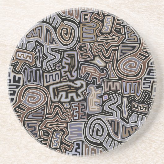 Dessous De Verre En Grès Shaman Peyote Serpent spirituels rituels (Devant)