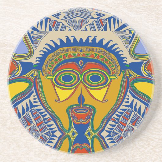 Dessous De Verre En Grès Shaman Tribal Mask (Devant)