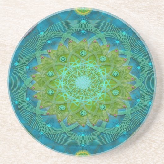 Dessous De Verre En Grès Shambala Tantric Nymphaea mandala art (Devant)