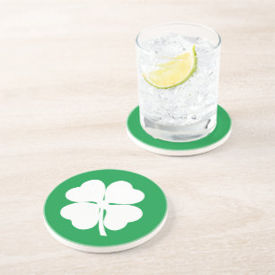 Dessous De Verre En Grès Shamrock blanc à 4 feuilles
