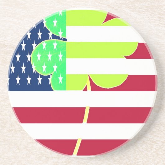 Dessous De Verre En Grès Shamrock du drapeau irlandais américain Clover St. (Devant)