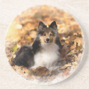 Dessous De Verre En Grès Sheltie Shetland Sheepdog Art Peinture