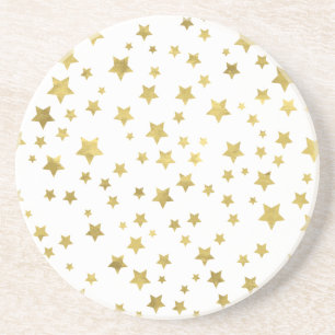 Dessous De Verre En Grès Shimmery Goldstars Golden Star Motif