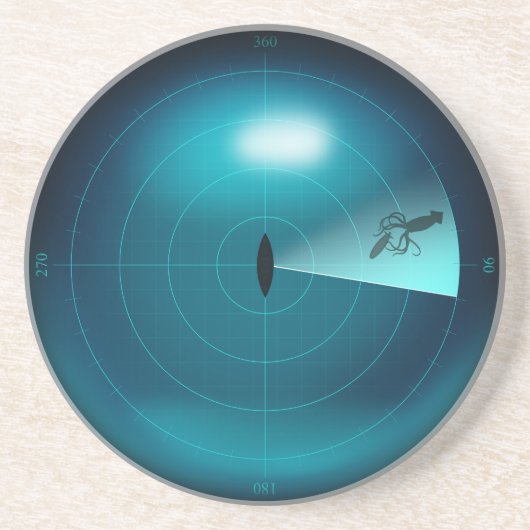 Dessous De Verre En Grès Ship Sonar Screen Kraken Giant Squid Nautical (Devant)