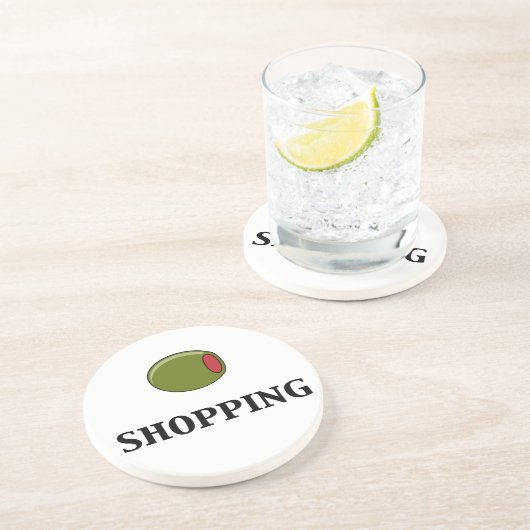 Dessous De Verre En Grès Shopping Olive (Côté)