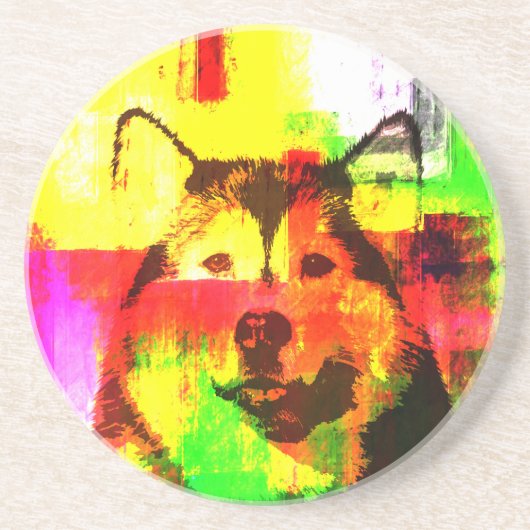 Dessous De Verre En Grès Sibérie Husky Chig Art (Devant)