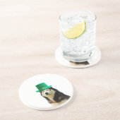 Dessous De Verre En Grès Sibérien Husky Chien Saint Patrick jour (Côté)