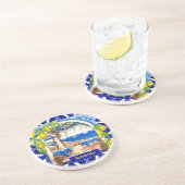 Dessous De Verre En Grès Sicilienne Méditerranée majolica agrus carreaux bl (Côté)