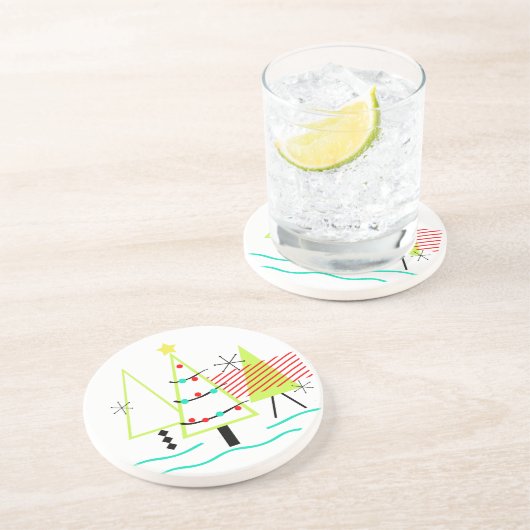 Dessous De Verre En Grès siècle moderne arbres de noël rétro (Côté)