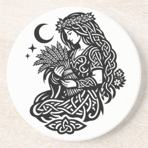 Dessous De Verre En Grès Sigil de la Vierge — Encre de zodiaque liée à la T