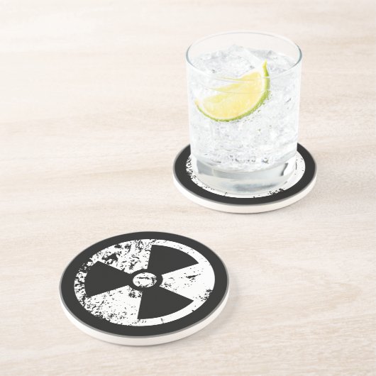 Dessous De Verre En Grès Signal radioactif nucléaire (Côté)