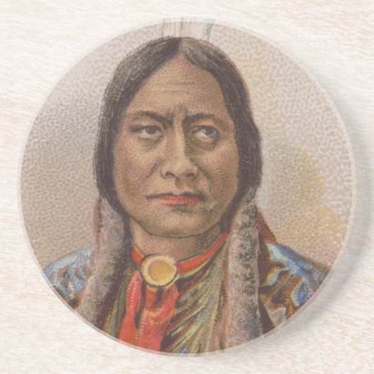 Dessous De Verre En Grès Signaux de fumée : Lakota Indian Chief Sitting Bul (Devant)