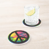 Dessous De Verre En Grès Signe de paix noir teint (Côté)
