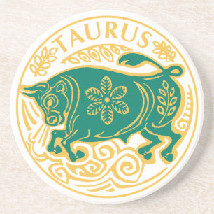 Dessous De Verre En Grès Signe de Taurus du Zodiaque sur un
