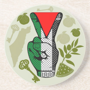 Dessous De Verre En Grès Signe de victoire à la main Résistance Symbole du