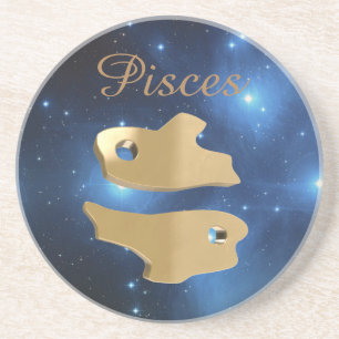 Dessous De Verre En Grès Signe d'or de Poissons