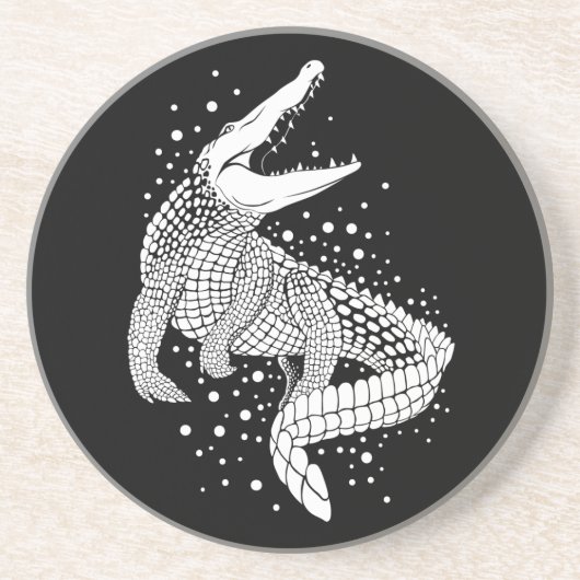 Dessous De Verre En Grès Silhouette d'animal blanc - Crocodile (Devant)