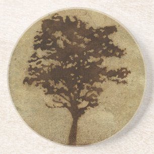 Dessous De Verre En Grès Silhouette d'arbre sur l'arrière - plan en bronze