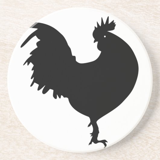 Dessous De Verre En Grès Silhouette de coq (Devant)