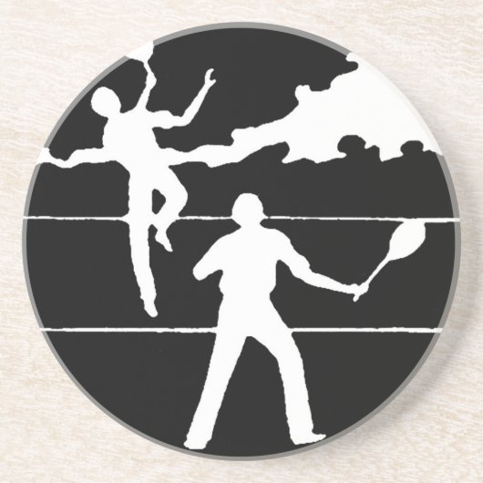 Dessous De Verre En Grès Silhouette De Tennis Rétro (Devant)