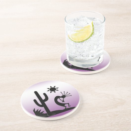 Dessous De Verre En Grès Silhouette Kokopelli (Côté)