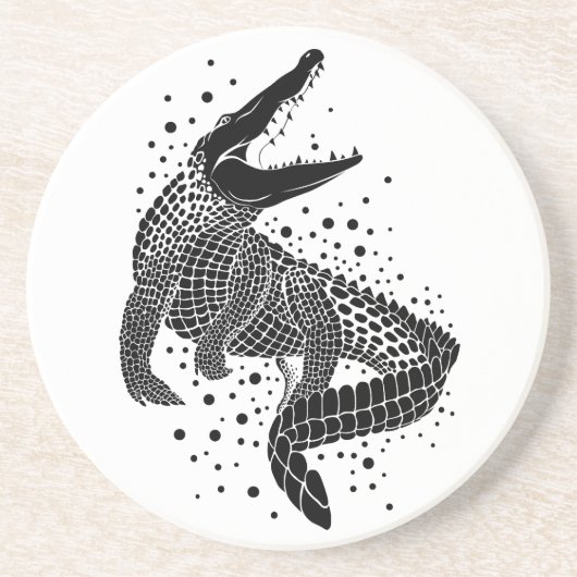 Dessous De Verre En Grès Silhouette noire d'un crocodile (Devant)