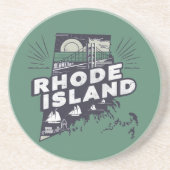 Dessous De Verre En Grès Silhouette Rétro Scénique de Rhode Island (Devant)
