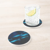 Dessous De Verre En Grès Silhouettes de poisson bleu translucide (Côté)