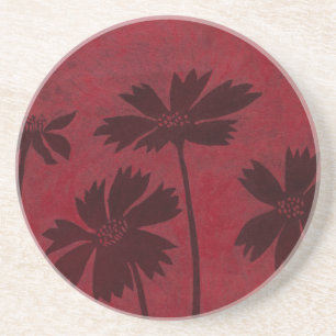 Dessous De Verre En Grès Silhouettes en tête de fleurs sur Arrière - plan C