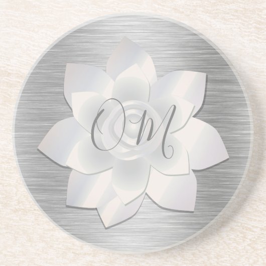 Dessous De Verre En Grès Silver Elegant Lotus OM (Devant)