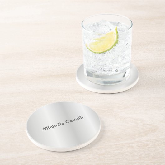 Dessous De Verre En Grès Silver Grey Professionnel Unique Classique Simple (Côté)