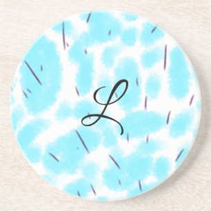 Dessous De Verre En Grès Simple bleu ciel aquarelle noire ajoutez votre mon
