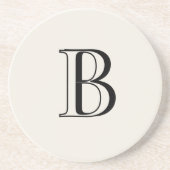 Dessous De Verre En Grès Simple Crème & Noir Monogramme Crème  (Devant)