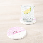 Dessous De Verre En Grès simple minimal ajouter nom monogramme rose demoise (Côté)