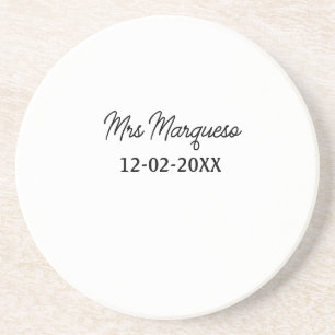 Dessous De Verre En Grès simple monogramme minimaliste Mme M. nom date anné