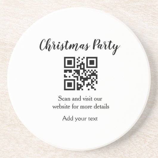 Dessous De Verre En Grès Simple noël fête site code barre QR ajouter nom (Devant)